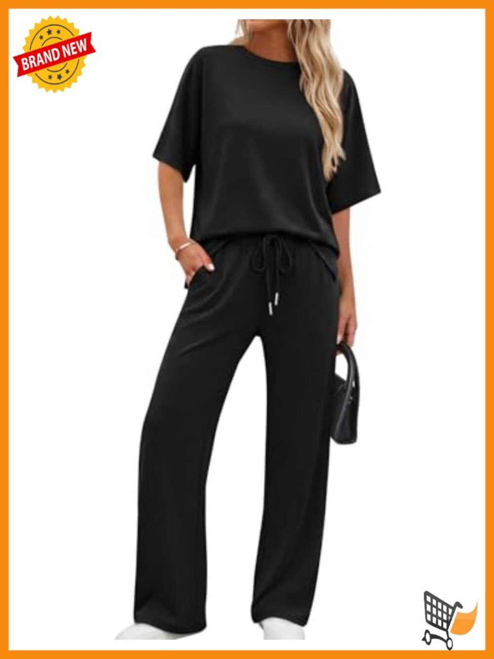 Women's Side Slit Lounge Set 2 Piece Travel Outfit Wide Leg Loungewear